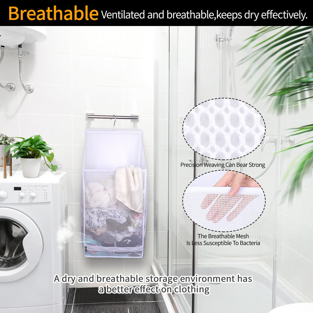 Hanging Collapsible Breathable Mesh laundry bags,Fast Drying Portable Space Saving Laundry Hamper ,Rv Laundry Hamper