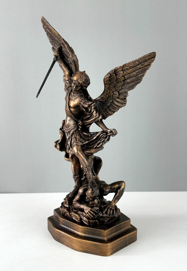 St. Michael Defeating Lucifer Statue, 12.6"/32cm, Archangel Michael, Statue Decor, Sculpture Art (Bronze)