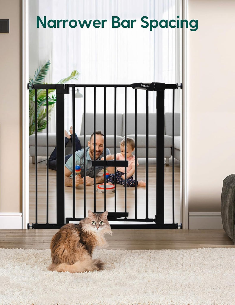 36" Tall Pet Gate with Cat Door, CatPrivilege II, 29-40", Black