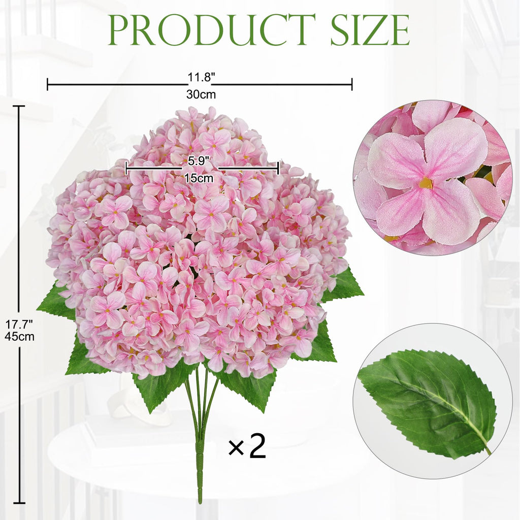 2PCS Pink Artificial Faux Bush Decor