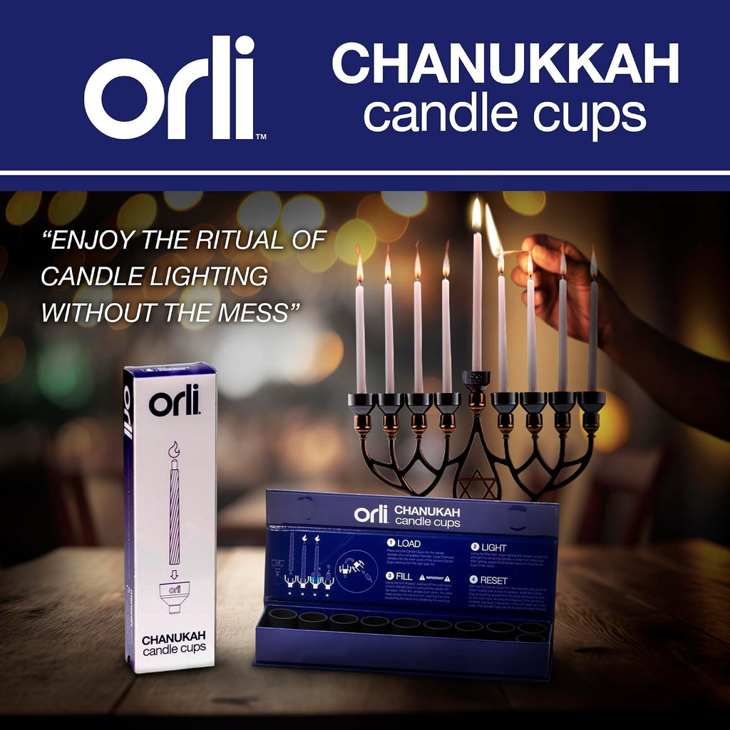 Reusable Silicone Chanukah Candle Cups (10-Pack) - Protect , Catch Wax Drips, Universal Fit for Standard Hanukkah - Set of 10