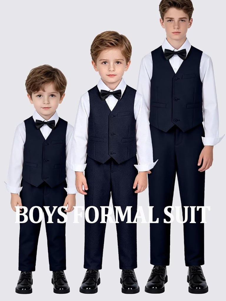 Boys Suit 5 PCS Slim Fit Prom Suits Formal Wedding Outfit Sets for Kids Boy