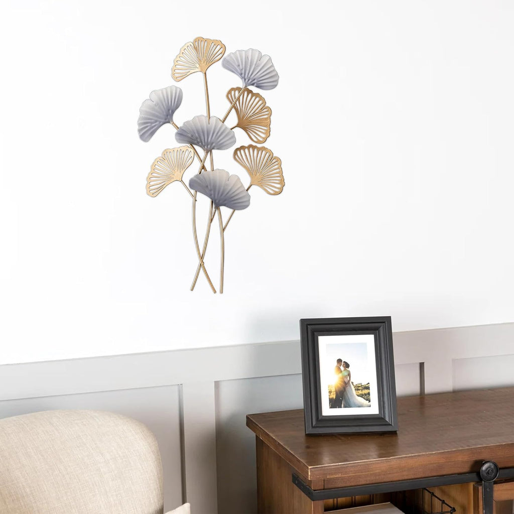 Modern Small Ginkgo Leaf Metal Wall Decor 9 X 11 Inches