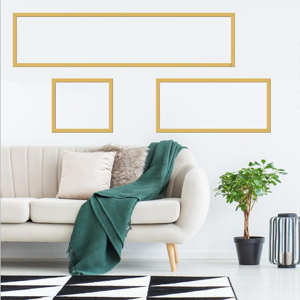 Golden Metal Wall Art Modern Striped Walls Decor Minimalist Line Arts Sign - Set of 20