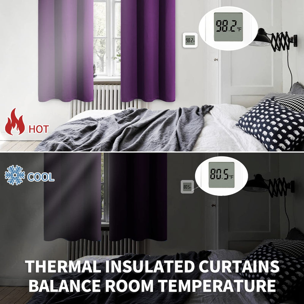 Purple Blackout Curtains 72 Inch Long - 2 Panels