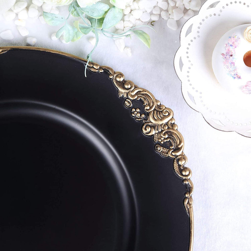 Antique Charger Plates - Black Plate Chargers for Dinner Plates - Set of 6 Dinner Chargers (6, Antique Black)
