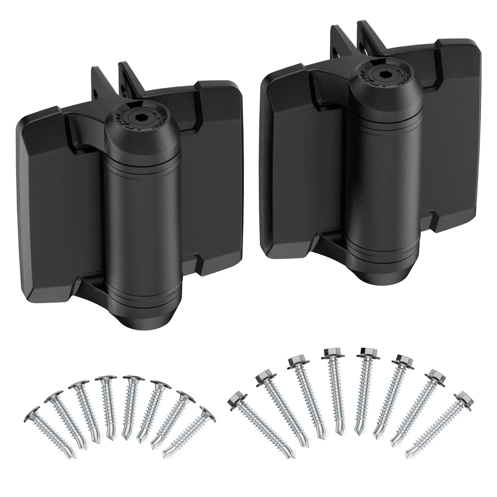 Heavy Duty Self Closing Nylon Gate Hinges for Square-to-Square Vinyl Fence, Pool Gate Hinges with Alignment Legs, No