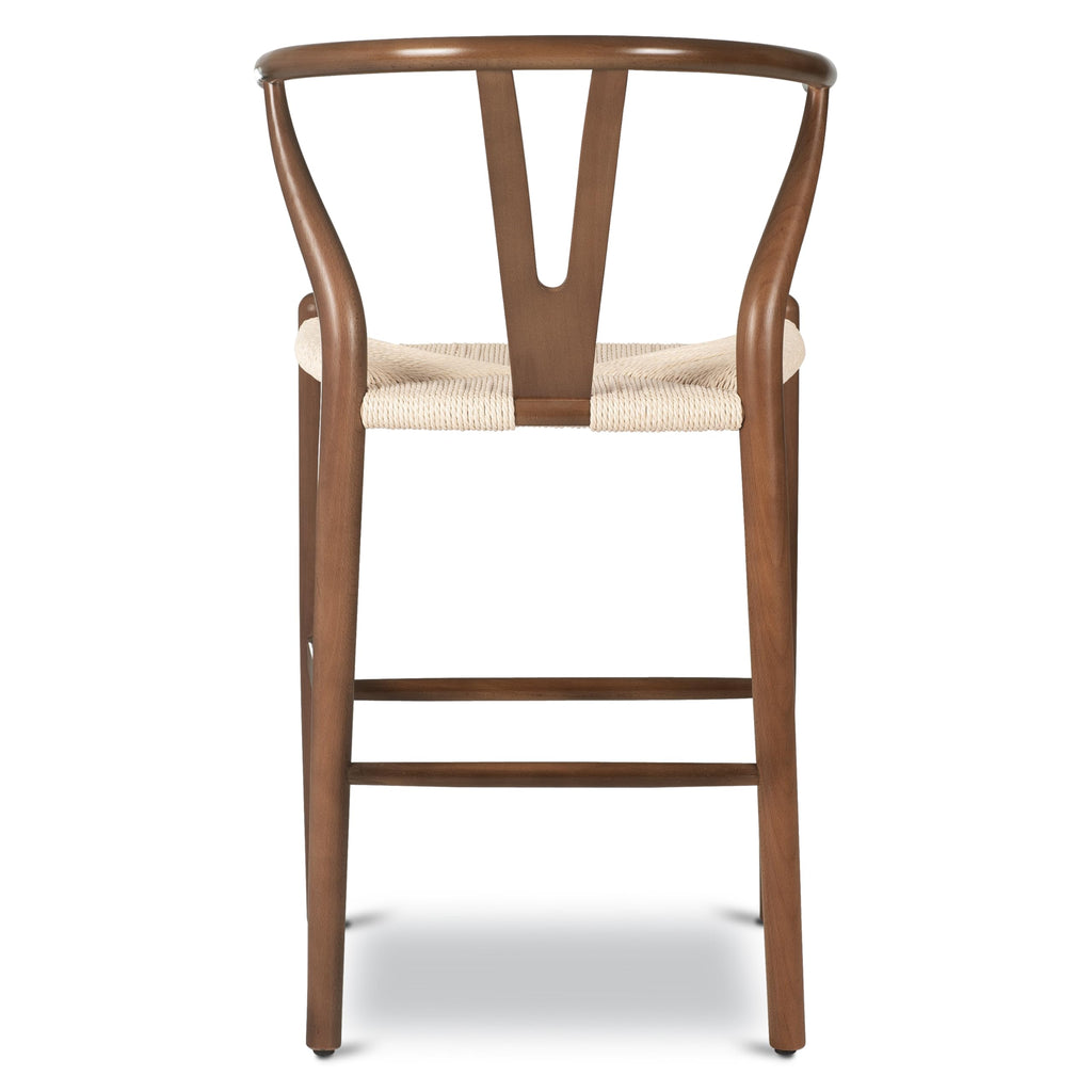 Weave Counter Stool, 23" Height - Walnut Beech Wood Frame with Rope Woven Seat, Fully Assembled