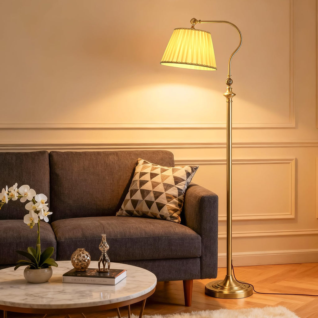 Gold Brass Brushed Floor Lamp, Remote and Bluetooth Dimming