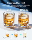 2" Ice Ball Maker Countertop, 4Pcs Ready in 40Mins, 144Pcs/day, Self-Cleaning Sphere Ice Maker Machine with Clear