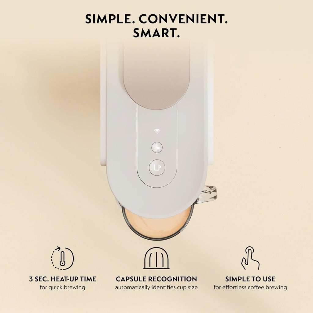 Vertuo Up Coffee Machine with Milk Frother, White | Coffee and espresso maker by with 3 second start and iced mode.