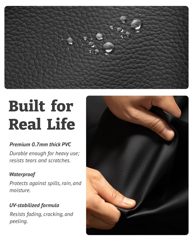 Faux Leather Fabric - Upholstery Fabric by the Yard - Waterproof Vinyl Fabric - PVC Leather Sheets for Upholstery