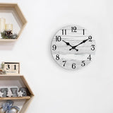 Wall Clock Battery Operated 14 Inch Large Gray Silent Non Ticking Country Rustic Design Vintage Retro Decorative