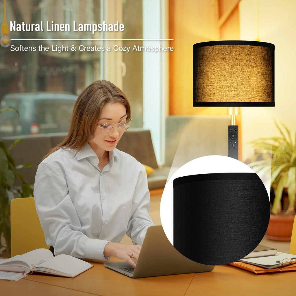 Gold Floor Lamps, Stepless Dimmable Floor Lamp with Remote, Colors Temperature & Brightness