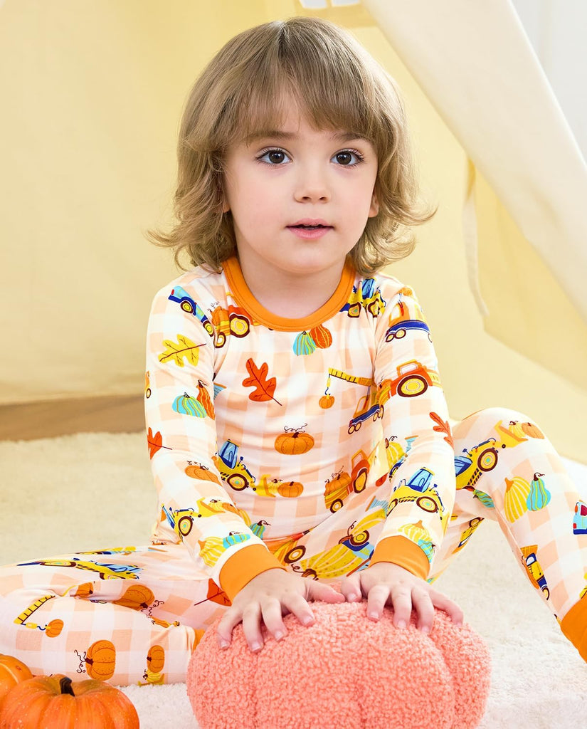Bamboo Viscose Toddler Kids Pajamas Set, Long Sleeve Boys