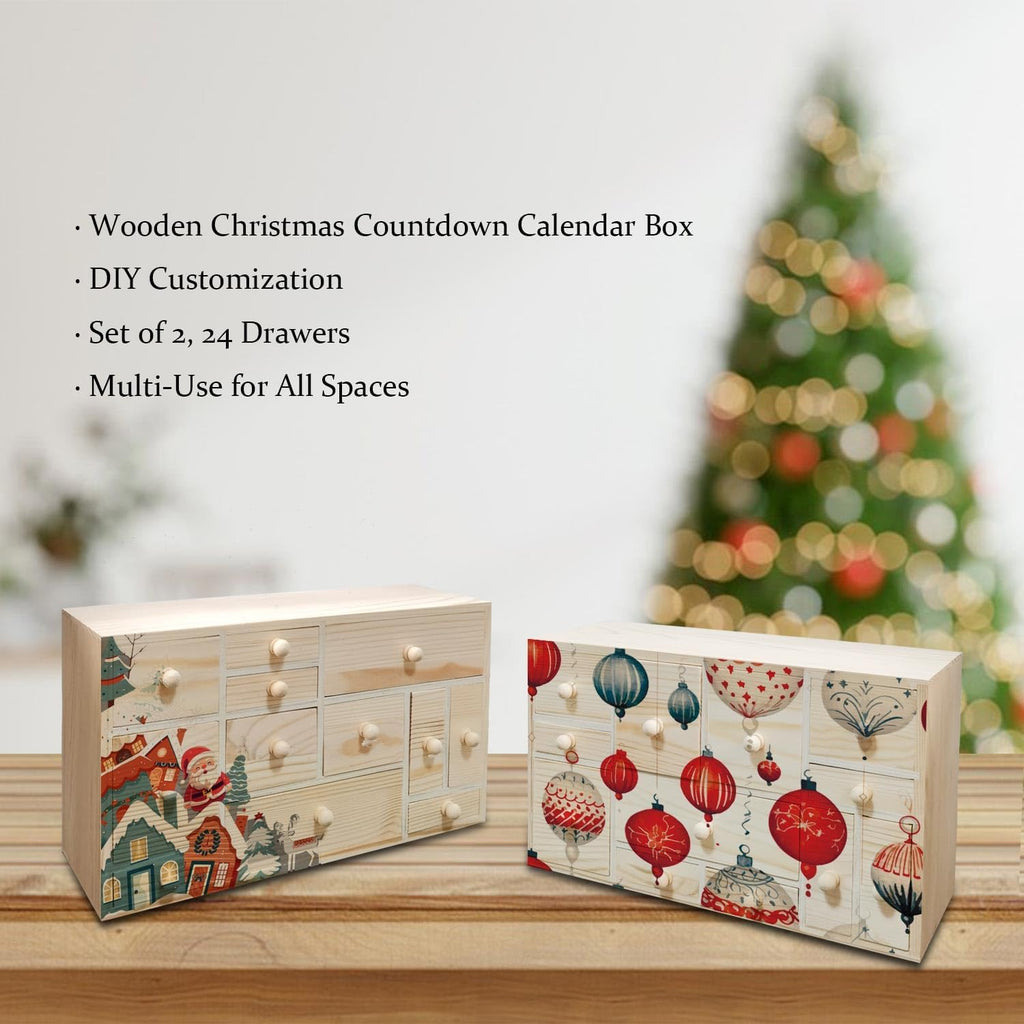 Unfinished Christmas Wooden Advent Calendar for DIY Craft Project,Set of 2