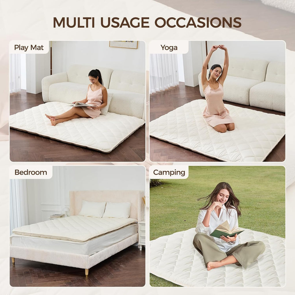 Japanese Floor Mattress with Washable Cover, Folding Futon Mattresss, Tatami Mat Sleeping Pad with Thicken Memory