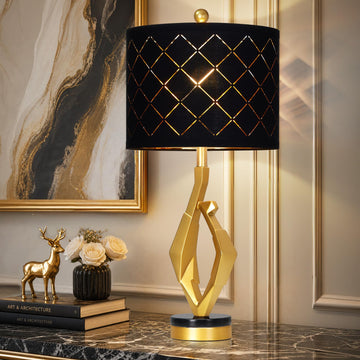 30" Tall Black and Gold Table Lamp Bedroom Single