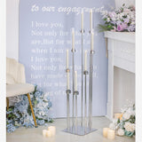 Large Floor Candelabra for Centerpiece: 8-arm Floor Candleholders with Acrylic Shades for LED Candles, Metal Pillar