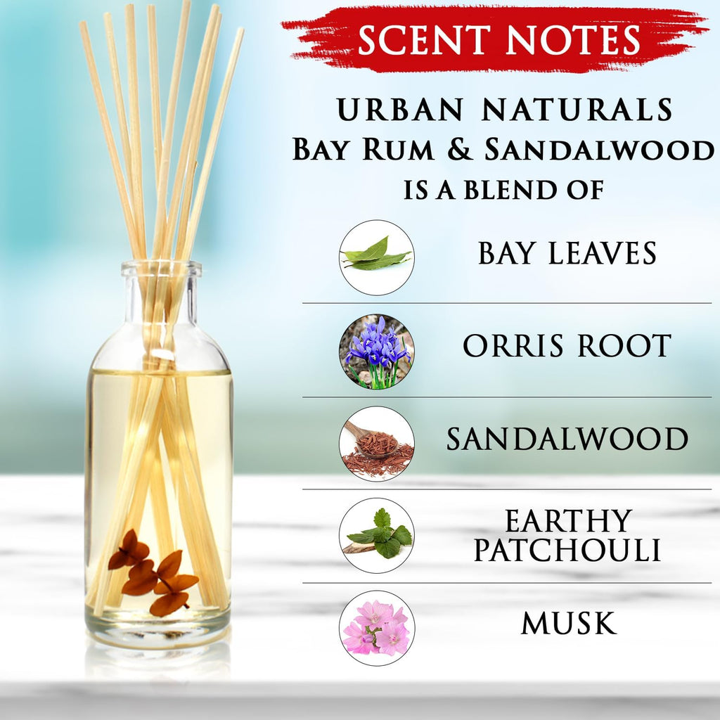 Reed Diffuser Set, Bay Rum & Sandalwood - Bathroom Décor - Set of 375