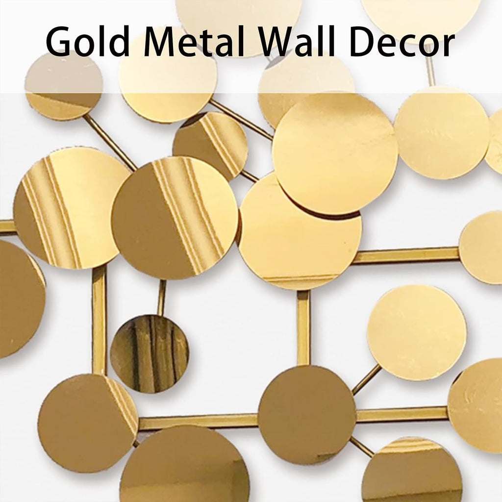 3D Wall Art Decor, Large Metal Wall Art Modern Gold Circles Wall Sculptures Luxurious Decor Geometric Wall Sculpture