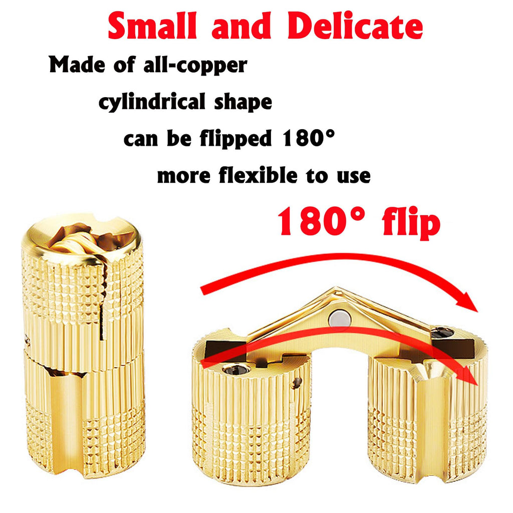 Brass Hidden Cylinder Hinges Set 60 Piece with Neodymium Magnets