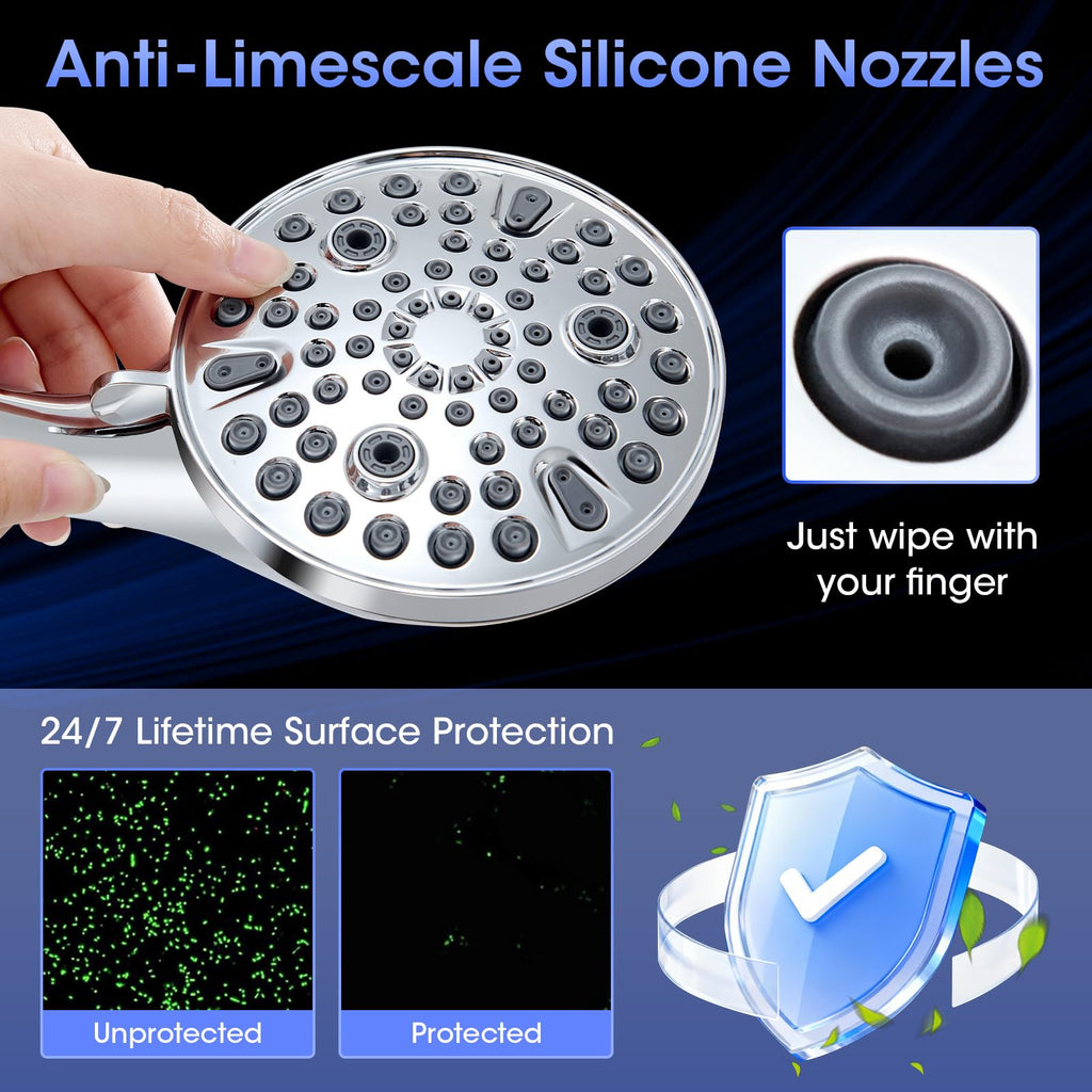 Shower Head with Handheld, High Pressure 10 Spray Modes, Chrome