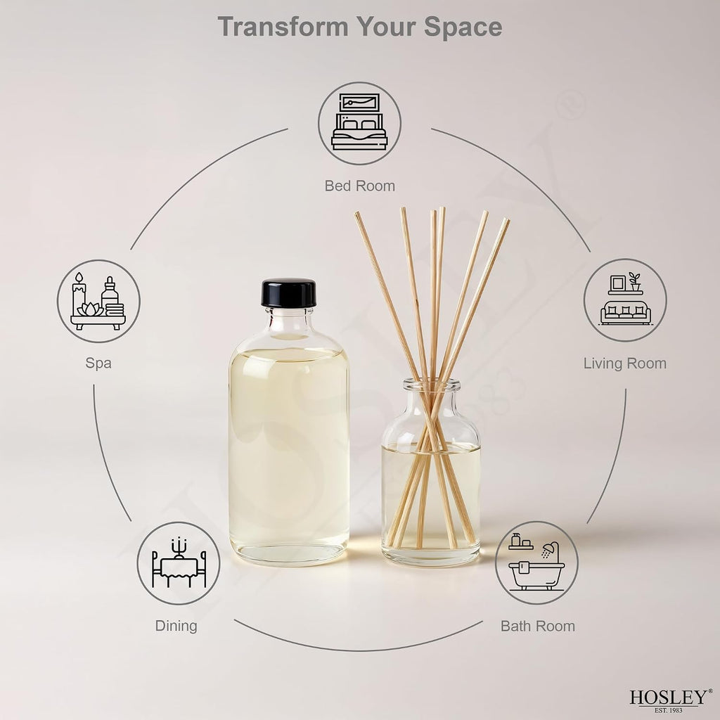 Essence of Elegance Vanilla Almond Reed Diffuser Refill Oils, 200ml Each with Chic Diffuser Bottle & Stylish - Set of 2