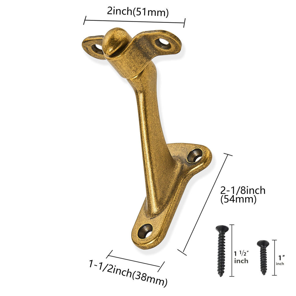 10 Pack 3 Inch Hand Rail Bracket Antique Brass Stair Brackets Heavy Duty Handrail Brackets for Stairways Handrail