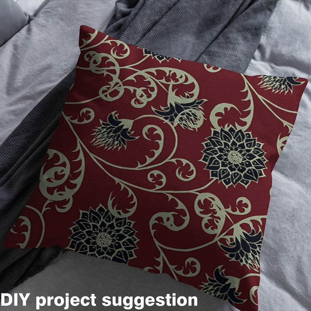 Mandala Flower Decorative Fabric by The Yard Soft Polyester Black Floral Tribal Style Fabric Abstract Geometric