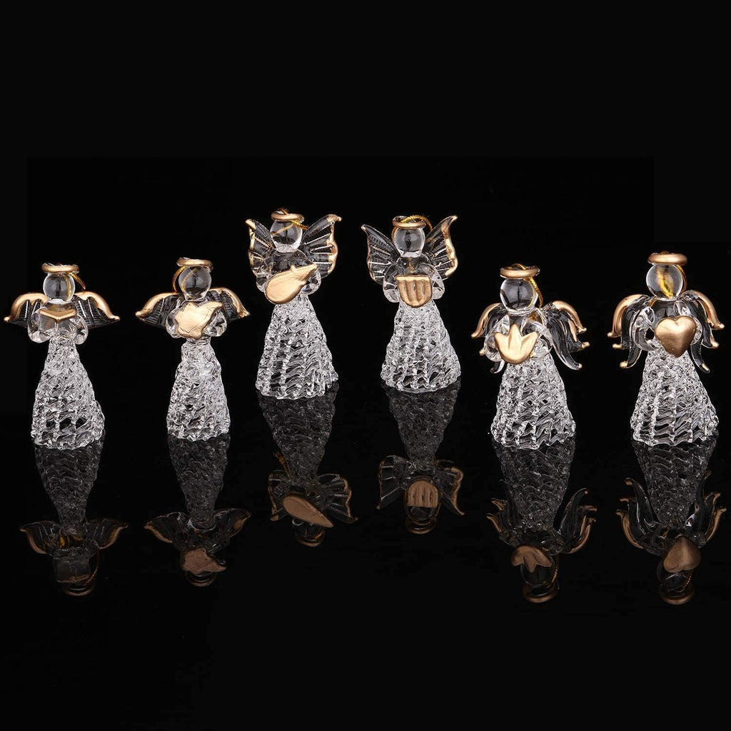 Christmas Angel Ornaments Set, Crystal Ornaments - Set of 12