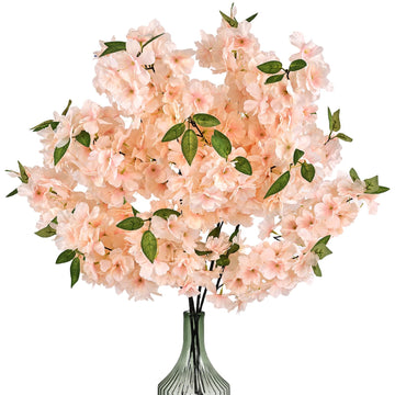 Artificial Cherry Blossom Branches 4 Pcs 39 in Champagne Fake Flowers Decor