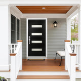 Fiberglass Entry Door 36x80'', French Exterior Door Right Hand Inswing Black Finished Frosted Glass Knock-Down Door
