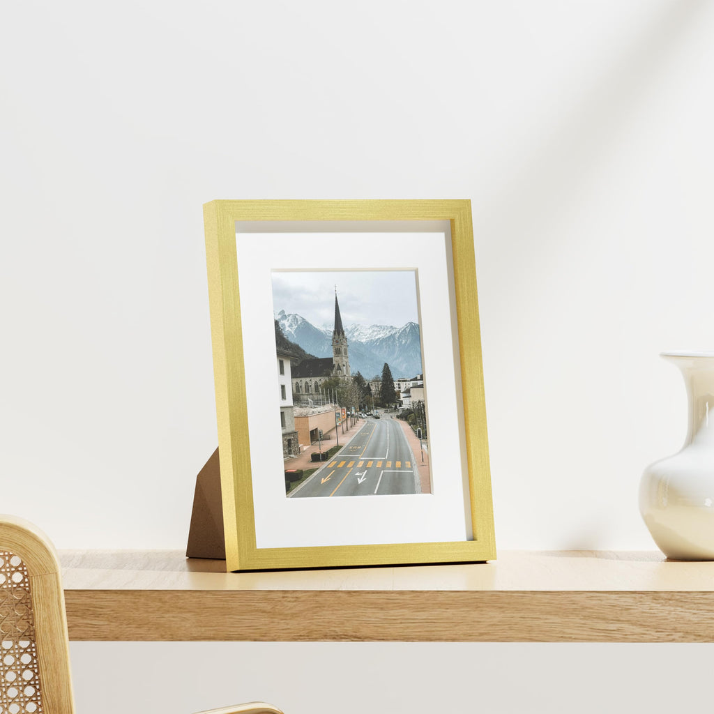 8.5x11 Picture Frames Set of 9 for Wall Mount or Tabletop, Gold