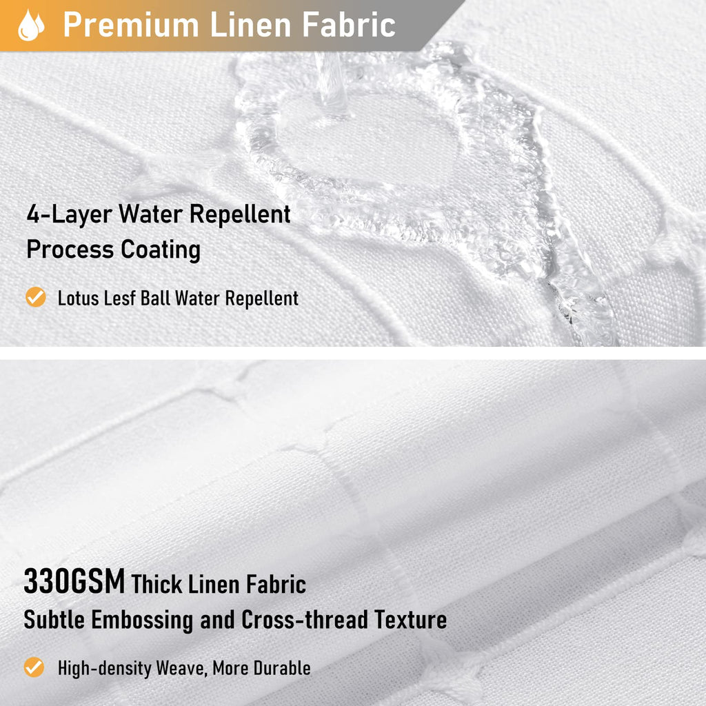 Boho Long, 72x78 Inch Long Linen Ultra Thick Fabric Set with Plastic Hooks, Tall Modern Farmhouse Country Neutral