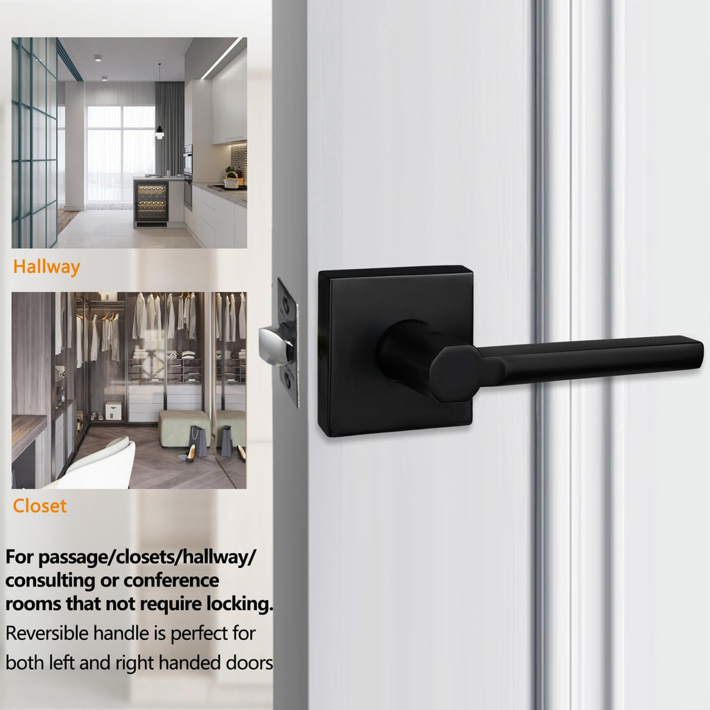 10Pack) Hall/Closet Lever Handle Lock in Aged Matt Black- Door Lock Handle in Matt Black for Passage