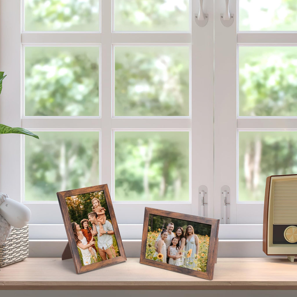 18 Packs 4x6 Rustic Brown Multi Plastic Picture Frames Set with Plastic Cover for Family Photos, Artwork, Light