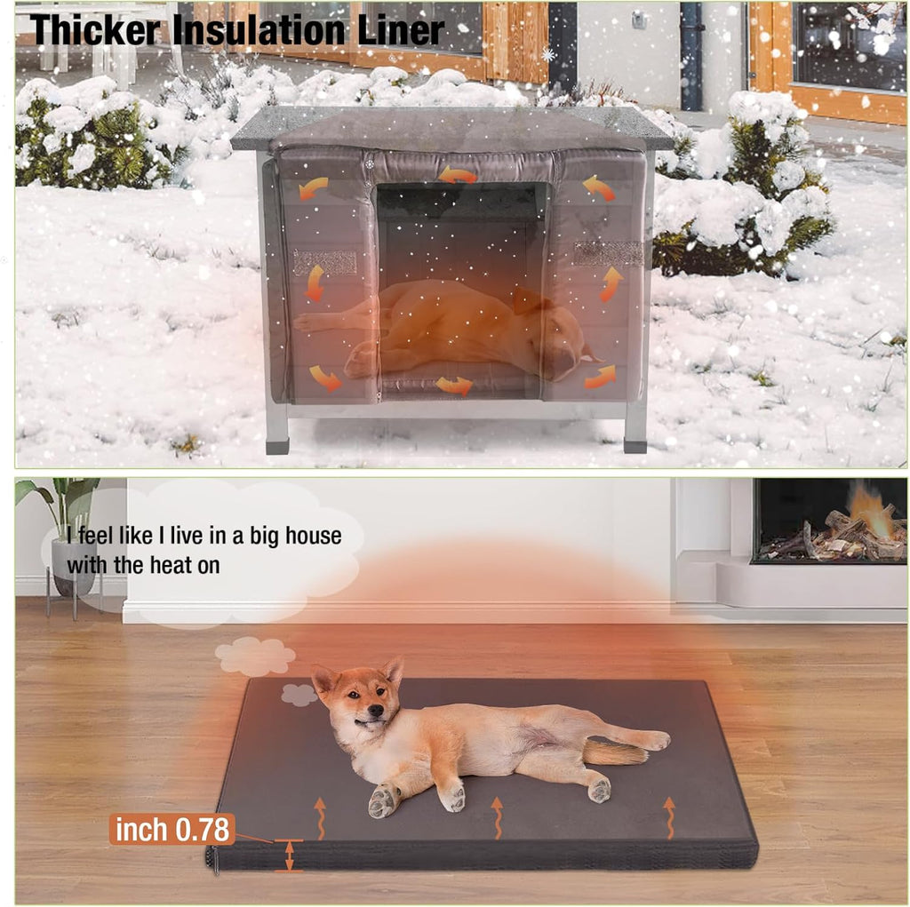 Dog House Insulated for Small Dogs Outdoor Cat House Feral Cat Shelter with Thermal Liner