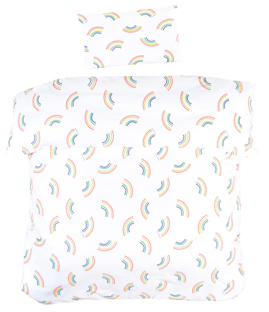 Dot Rainbow Cute 100% Cotton Duvet Cover + Pillowcase Bedding Set with Zipper Closure for Baby Toddler Boys Girls