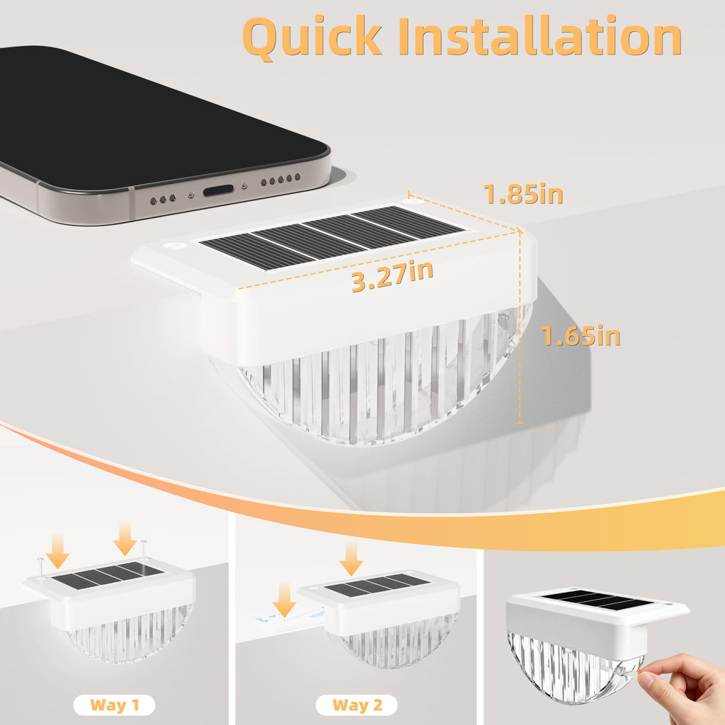 16 Pack Solar Deck Lights Outdoor, Warm White LED Solar Step Lights for Outside, Waterproof Fence Light, Deck