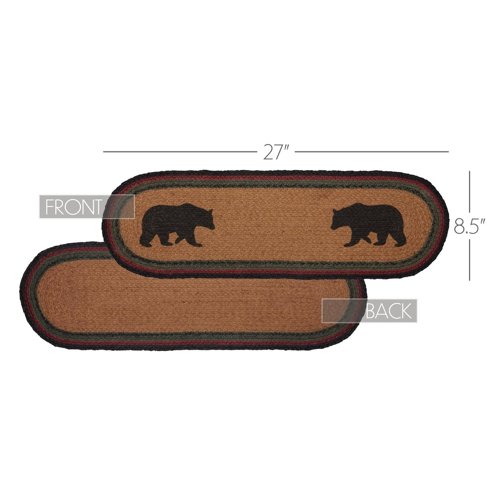 Rustic & Lodge Flooring-Wyatt Tan Bear Oval Jute Bedding Accessory, Stair Tread 8.5x27, Brown