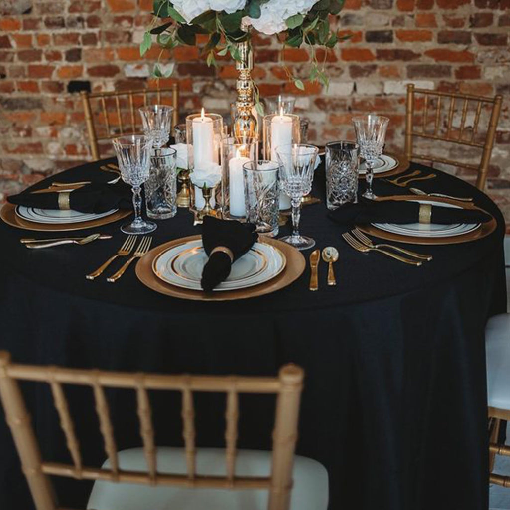 10 Pack Black Round Tablecloths, 120 Inch Stain Resistant and Wrinkle Round Table Clothes, Washable Polyester Table