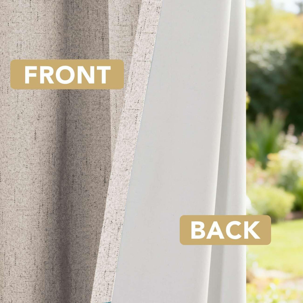 100% Blackout Curtains for Bedroom 84 Inches Long Grommet Linen Face Full Light Blocking Curtain Drapes for Living