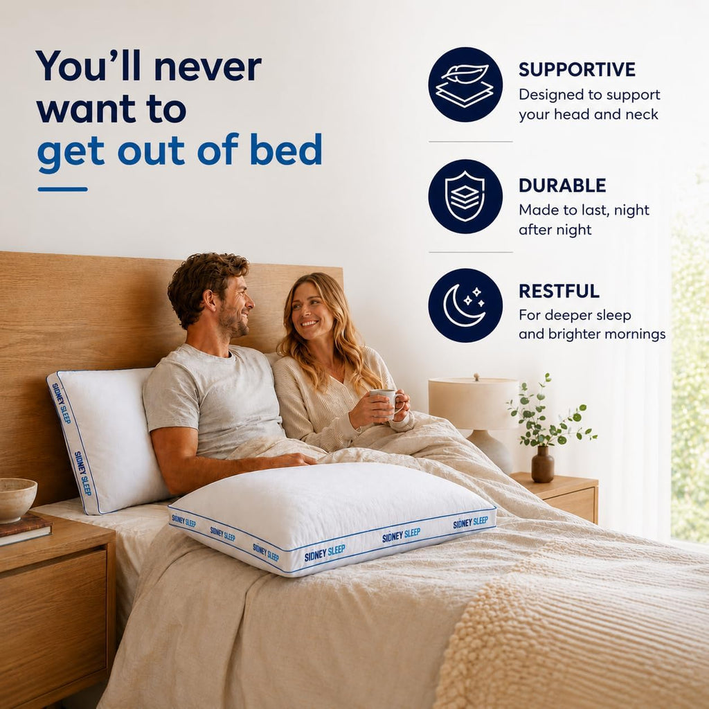 Queen Bed Pillows Set of 2, Premium Down Alternative Pillows for Sleeping, Hotel Quality Medium Plush, Breathable