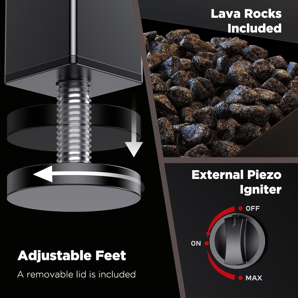 Propane Fire Pit Table, 32Inch Gas Outdoor Fire Pit Table CSA-Certified for Outside Patio with Lava Rocks