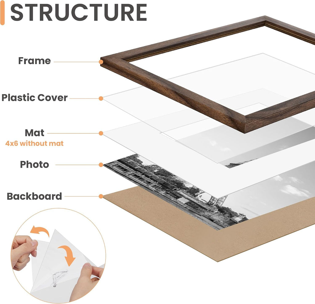 Picture Frames set of 19, Including 8x10, 5x7, 4x6 Brown Frame | Multi Picture Frames Collage Wall Decor, Gallery