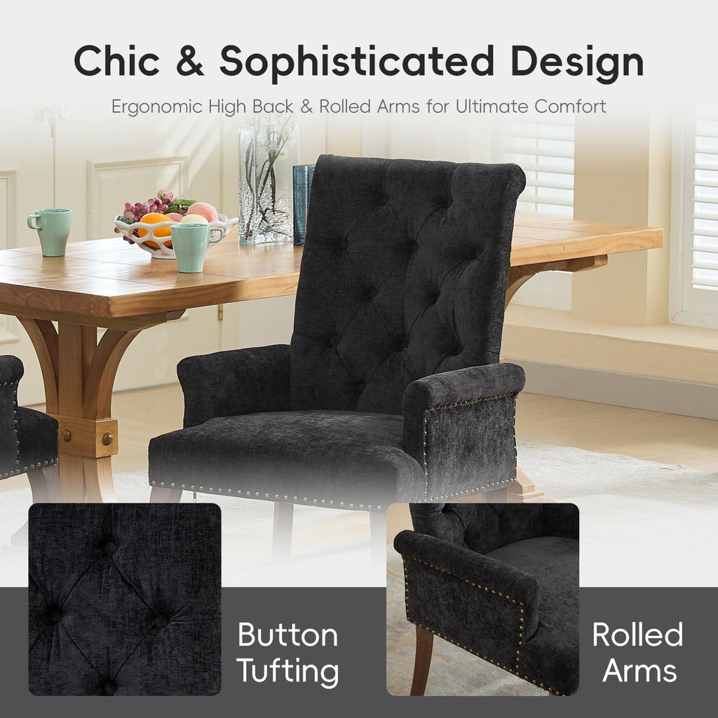 Charcoal Gray Chenille Set of 1, Dining Room Chairs