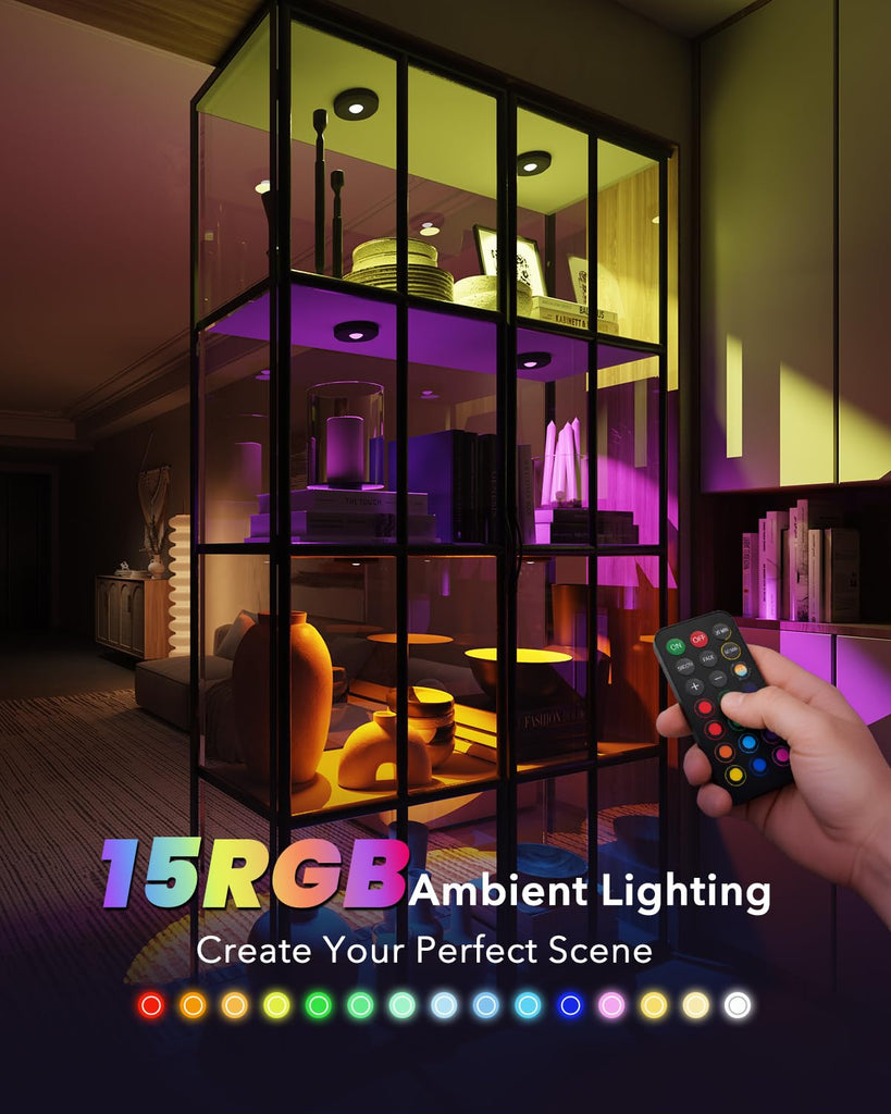 Rechargeable Puck Lights with Remote, Magnetic Shelf Light