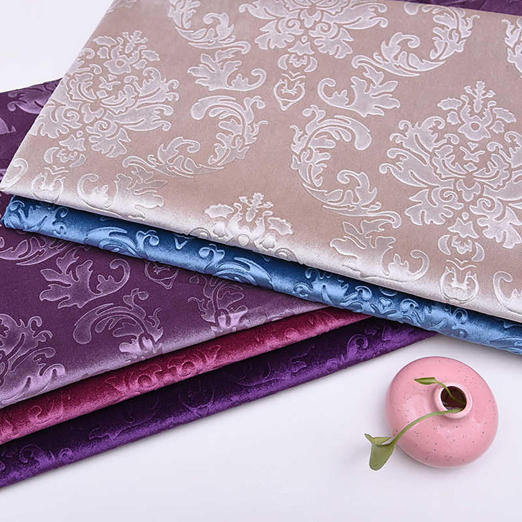 Soft Velvet Fabric By The Meter 145cm 57'' Wide, Embossing Floral Pattern Velour Material Upholstery Drapery Fabrics