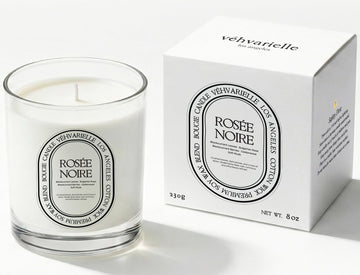 Rosée Noire Dark Rose & Blackcurrant Candle 8oz | Luxury Rose Scented Soy Jar Candle | Cedarwood & Musk | 40hr Clean